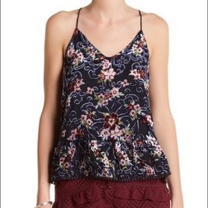 Moon River Floral Velvet Burnout Tank NWT!!
